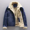 الرجال أسفل Chaqueta Vaquera Para Hombre Ropa de Calle Gruesa Cazadora Tela Abrigo Prendas Vestir Vintage Azul