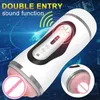 Sex Toys Massager Electric Double Hole Masturbators For Men 10 Läges Masturbating Sound Heat Voice Function Vibrator Aircraft Cup