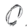 Bandringe S925 Silber Antik Mode gekreuzt verstellbar Damen Schmuck Drop Lieferung Otepi