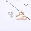 Hoop Earrings Fashion Women Silver Color Rose Gold Stainless Steel Round Cross White Crystal Charm Earring Jewelry