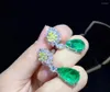 Boucles d'oreilles pendantes couleur verte forme de goutte de larme en argent Sterling 925 avec boucle d'oreille Zircon cubique bijoux fins pour femmes pour la fête de mariage