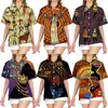 Camisas casuais masculinas Camisa de botão masculina Dashiki Africano estampado Tops de manga curta/comprida Roupas tradicionais para casais Hip Hop Estilo étnico