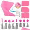 Backgebäckwerkzeuge 14pcs Set Sahnehäubchen Pi -Düsen Bag Scraper Blume Creme Tipps Konverter Tasse DIY Kuchen Dekorieren Drop Lieferung Home DH8TL