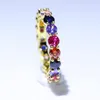 Clusterringen Rulalei Top verkopende sieraden 925 Sterling Silver Round Cut Multi Color 5a Cubic Zirconian Birthstone Women Ring