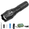 T6 Flashlight Telescopic Zoomable Aluminium ficklampor 5 Mode Outdoor Tactical Hunting Camping Lamps med 18650 Batteriladdare