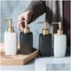 Liquid Soap Dispenser Fashion Art Ceramic Relief Snowflake Round Circle Dot Bath El Bathroom Lotion Pump Gel Per Bottle Drop Deliver Dhen2