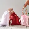 Smyckespåsar 30st Satin Presentförpackning Taksträng Väskor Candy Wedding Party Valentine's Day Christmas Favor Lagring