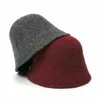 Brede rand hoeden panama warme winter dames emmer hoed voor tieners voelde wolmeisje Sautumn en Fashion Fur Black Cap