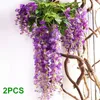 Decorative Flowers A63I 2Pcs 7Ft/Pcs Artificial Wisteria Vine Flower Garland Rattan Hanging For Outdoor Ceremony