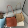 Borse a tracolla Borsa in stoffa color caramello Piccola borsa da lavoro per studenti in tela di nylon tinta unita fresca e semplice