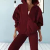 Dwuczęściowe spodnie damskie 2PC/set modny strój sportowy zamek błyskawiczny Placket ciepłe wiatrówki kobiety z kapturem luźne fit fit Casual Tracksuit