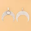 Anhänger Halsketten 5 teile/los Große Tibet Silber Crescent Moon Doppel Horn Charms Anhänger Für Halskette Schmuck Machen Zubehör