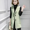 Gilets pour femmes Manteau de gilet pour femme 2023 Version coréenne de vestes d'automne-hiver veste sans manches en laine femme gilet long vêtements d'extérieur
