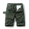 Mäns shorts sommarpåse Multi Pocket Military Cargo Man Cotton Khaki Mens Tactical Short Pants 3038 No Belt 230130