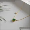 الفضة الجديدة الموضة 925 Sterling Sier Emerald Square قلادة قلادة للنساء سحر الزركون الأبيض قلادة هندسية تسليم DH6YQ