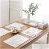 Mats Pads Hifuar Marble Pattern Table Mat Dining Dishware Coasters Pu Placment Kitchen Tableware Pad Wedding Party Decorative Drop Dhp5A