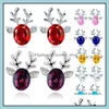 Dangle Chandelier Elegant Xmas Fashion Christmas Crystal Deer Earrings Ear Stud Jewelry Gift For Women Girl Drop Delivery Otqes