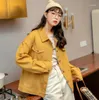 Kvinnorjackor Autumn Red Yellow Candy Colors denimrockar och kvinnor mode koreansk stil jeanjacka lös streetwear skola ytterkläder