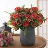 Decoratieve bloemen Decoratie PO Props Wedding Ornament Lifelike Plant Retro Silk Peony Artificial Bouquet Floral Arrangement