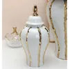 Storage Bottles Ceramic Ginger Jar Porcelain Jars Centerpiece Bud Vase Handicraft