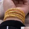 Bangle 24K Luxury Ethiopian Gold Bangles For Women Wedding Bride Bracelets Color Jewelry Middle East African Gifts 221028 Drop Delive Dhbag