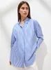 Frauenblusen Frauen Baumwollbluse 2023 Herbst Chic Lose Striped Shirts Frauen gelegentlich übergroß