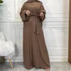 Vêtements ethniques 2 pièces Set Femmes musulmanes Maxi robe ouverte Robe Kimono Caridgan Musulmane Kaftan Abaya Dubai Turquie Islamique Jabaiya Eid