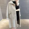 Giacca da donna in lana imitazione visone in pile Autunno Inverno Giacca da donna 2023 Cardigan lavorato a maglia Outwear Cappotto di lana femminile di media lunghezza allentato