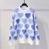 Women's Sweater Knitted Sweater Pullovers Oneck Pearls Beading Sweet Heart Pull Jumpers Long Sleeve Kawaii clothes Femme tops 230109