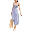 Casual Dresses Women's Slip Long Dress Sleeveless Floral Printed Backless Slim-Fit Simple Style Clothes