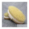 Brosses de bain Éponges Épurateurs Brosses à poils naturels Brosse de douche en bois Peau sèche Corps de spa doux sans poignée Wy1188Lxl Drop D Dh9Yb