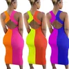 Casual jurken sexy backless patchwork long jurk gebreide tank mouwloze zomer elegante boho maxi sundresses 2023 y2k kleding