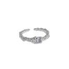 Bandringe Authentische 925 Sterling Silber Ring für Frauen Irregar Oberfläche Micro CZ Zirkon Kristall Offene Einstellbare Hochzeit Party Geschenke Dr Dhuz4