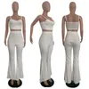 Women's Two Piece Pants Casual Sleeveless Pieces Set Sexy Strapless Crop Top And Long Wide Flare Summer Outfit Girl Tracksuit Women's