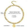 Anklets Anklet For Women Gold Color Stainless Steel Foot Leg Figaro Chain Initial Letter Ankle Bracelet Woman Simple Beach Jewelry 2023