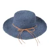 Chapéus largos Brim Raffia dobrável SUNHAT Mulheres de verão Sumshade Anti-UV Capuz coreano Baia feminina Viagem ao ar livre de protetor solar ao ar livre