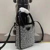 Handtas kleine satijnen draagtas met kristallen ontwerper luxe tas dames schoudertas mode crossbody tas leer nieuw 2022