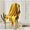 Blankets Nordic Knitted Tassel Blanket Travel Airplane Erlet Home Armchair Recliner Deor Baby Bedding Comforter Drop Delivery Garden Dhxjd