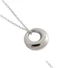 Argent Authentique 925 Sterling Sier Cercle Géométrique Pendentif Colliers Pour Femmes Nouveau Simple Bijoux Mère Cadeaux Drop Livraison Fine Dhvoa