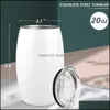 Tumblers 20oz Sublimation Vin Tumbler Verre Blanks avec couvercles Stemless Double paroi Vide Voyage en acier inoxydable pour goutte de café Del Dhdbo