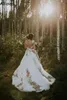 Fairy Floral Lace A Line Wedding Dresses For Brides Romantic 3D Flowers Sheer Neck Boho Garden Bridal Gowns Sexy Open Back Cap Sle237T