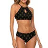 Dames badmode schattige vliegende bijen bikini zwempak sexy rode bloemen print set 2 -delige push -up grafische badpak band strandkleding