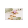 Soap Dishes 100Pcs Natural Bamboo Trays Wholesale Wooden Dish Tray Holder Rack Plate Box Container For Bath Shower Bathroom Drop Del Dhp7T