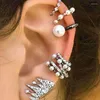 Dos Boucles D'oreilles Délicat Simulé Perles Oreille Manchette Pour Femmes Fille À La Mode Petit Clip Pas De Piercing Romantique En Métal Bijoux De Mariage Bijoux