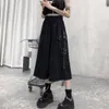 Jupes Gothique Taille Haute Cargo Femme Harajuku Lâche Aline Poche Midi Longue Jupe Noire Hip Hop Mode Streetwear OverSize 230110