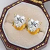 Серьги -грибы inbeaut 925 серебристого серебряного превосходного разреза 2 Ct D Color moissanite Forever Love Heart 18k белое золото украшения