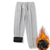 Herenbroek winter fleece joggingbroeken verdikken warme pantst ashion losse broek casual sport brede elastiek wit wit grijs 4xl