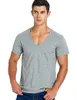 Męskie tshirts głębokie koszulka na szyję dla mężczyzn Low Cut Top Tees Drop ogon krótki rękaw męski bawełniany styl 230110
