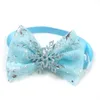 Hundkläder 50/100st Pet Winter Bow Ties Snowflinge Slyckor Valp Cat Blue Bowties Collar Grooming Products For Small Dogs Dog