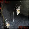 Zilveren authentieke 925 Sterling Sier Flower Long Tassel oorbellen voor vrouwen Thai Drop Earring Lady Sterlingsierjewelry Delivery Sieraden DHSAS